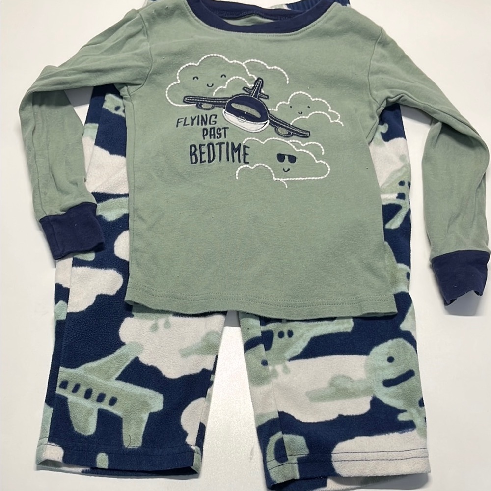 Carters Flying Past Bedtime Kids Pajamas - Green and Blue